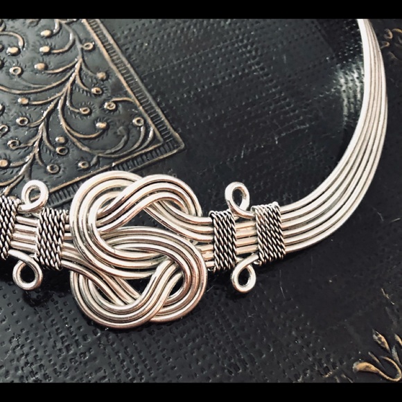 SOLD - Silver-Tone Buddha Knot Set - Necklace, Bracelet, Earrings - Picture 5 of 5